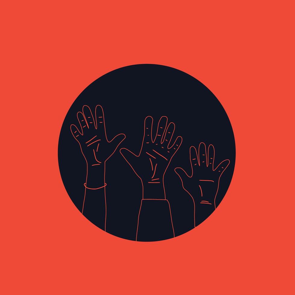 Volunteers hands concept. simple design vector
