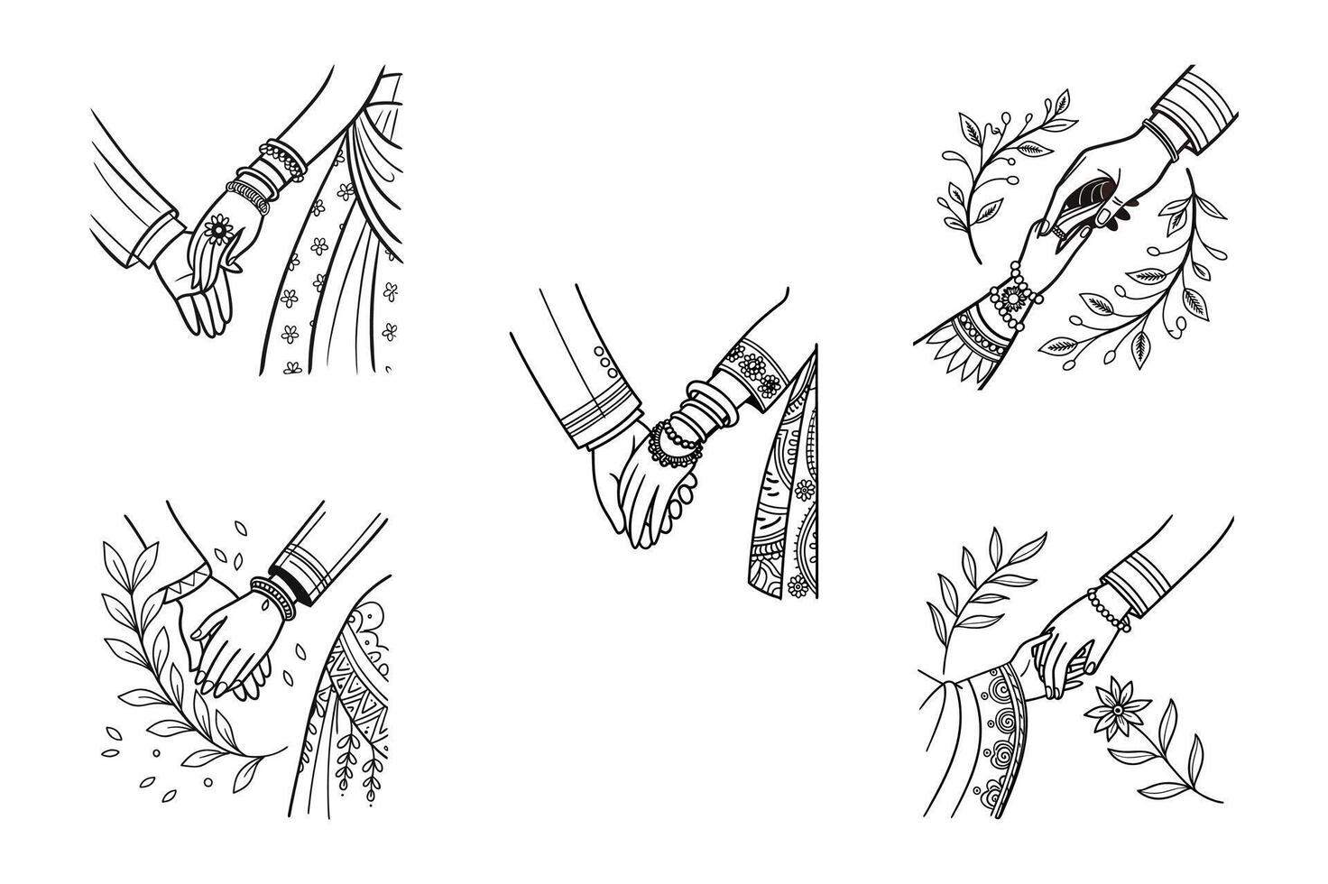 Hand drawn illustration of hands holding hands vector