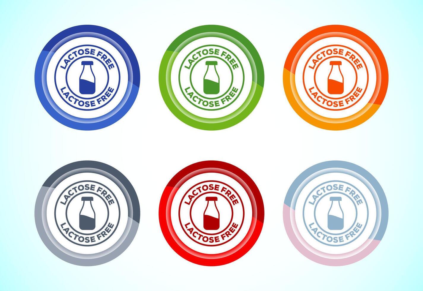 Lactose free icon design, healthy food concept, 6 color button set vector