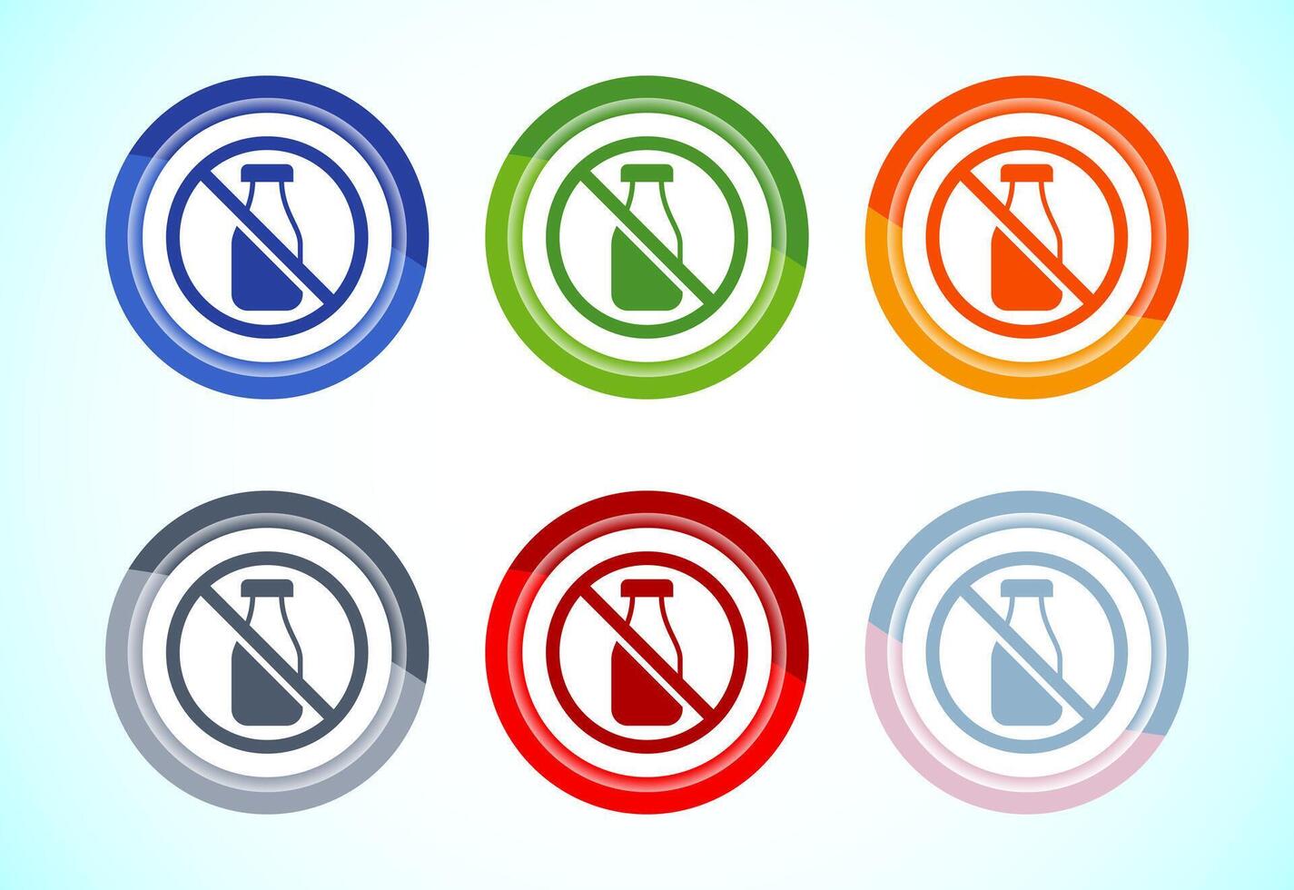 Lactose free icon illustration, healthy food concept, 6 color button design vector