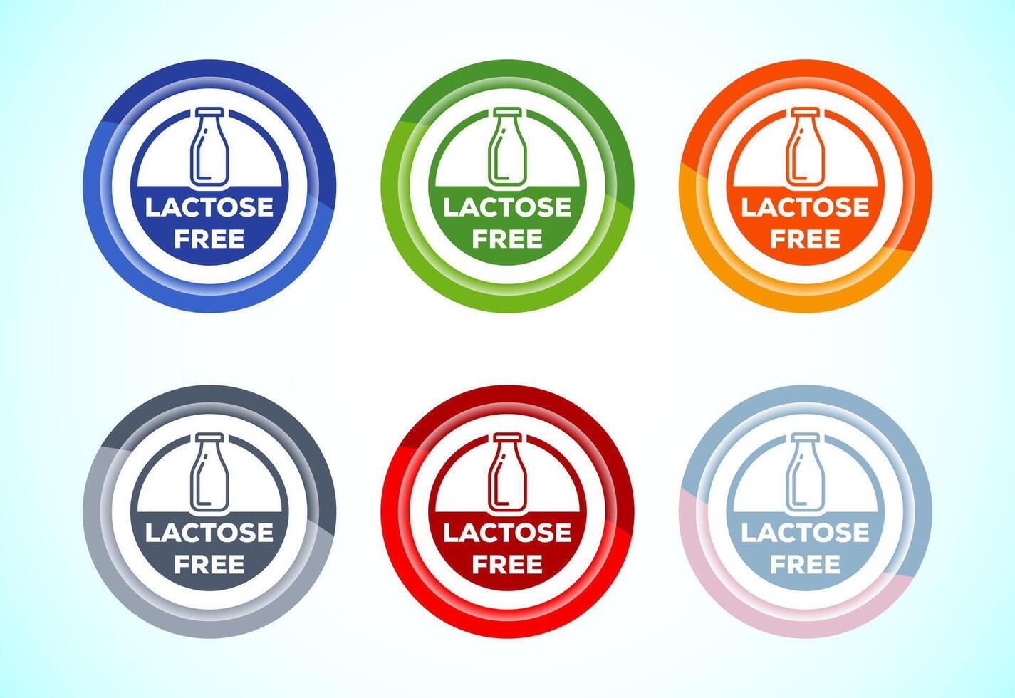 Lactose free icon design, healthy food concept, 6 color button design set vector