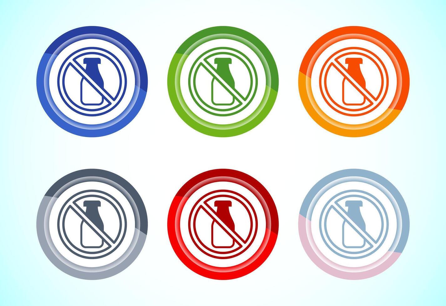 Lactose free icon design illustration, healthy food concept, 6 color button vector