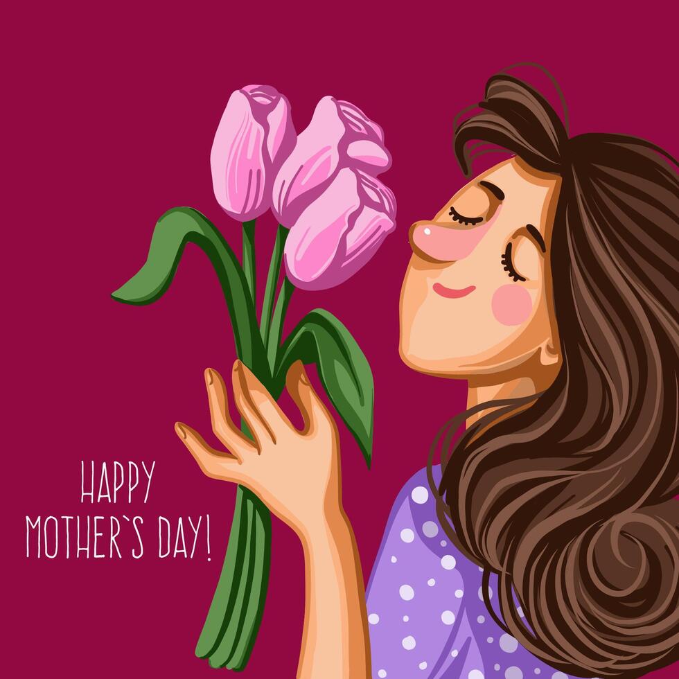 Happy Mothers Day square card template vector