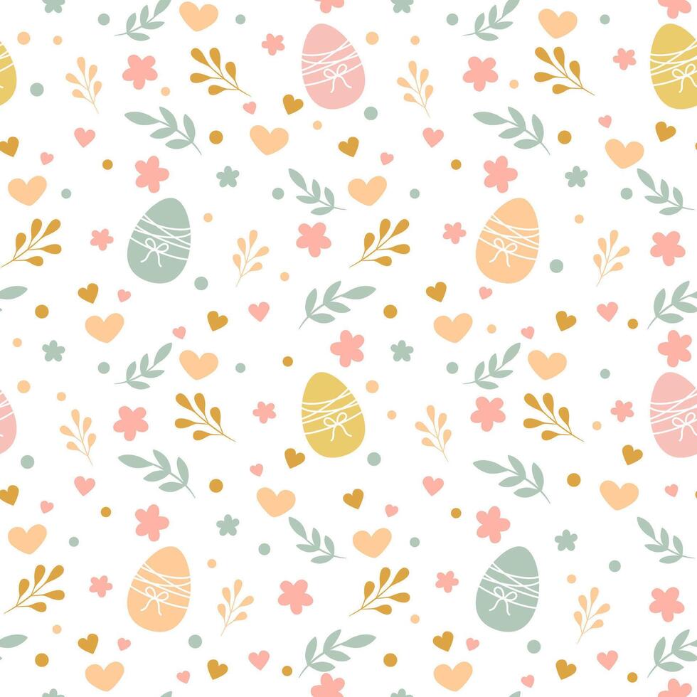 Seamless happy easter pattern with eggs vector