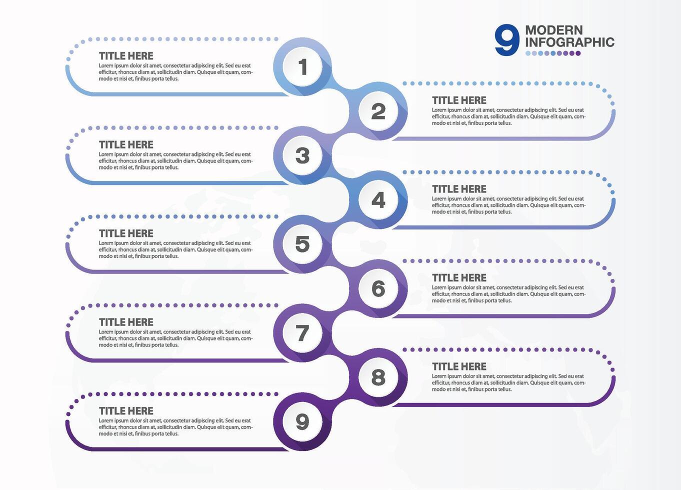 Blue tone. Infographic with 9 steps, Business concept. vector