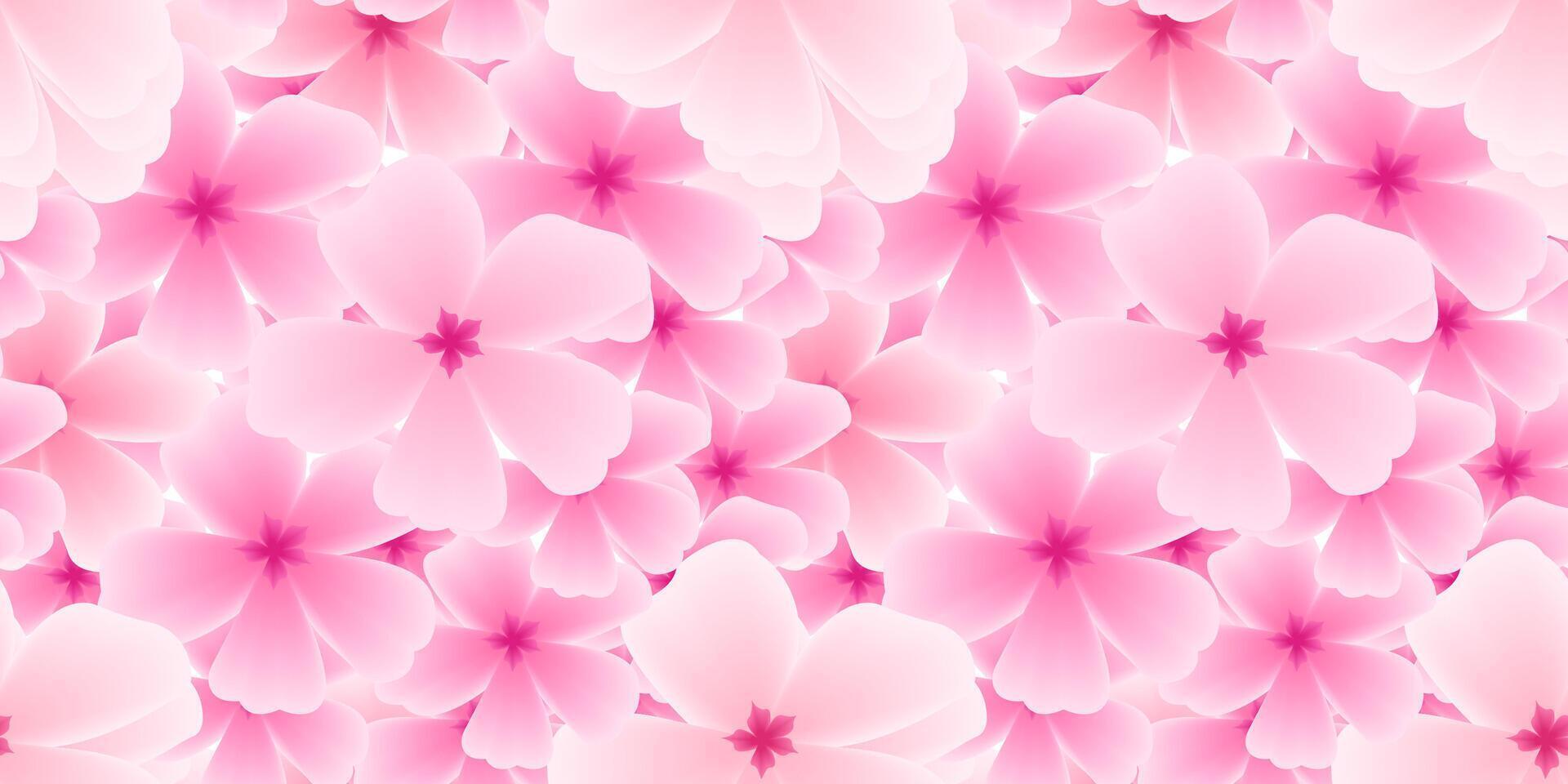 Spring seamless pattern with sakura flowers. Botanical pink background with petals. illustration for banners vector