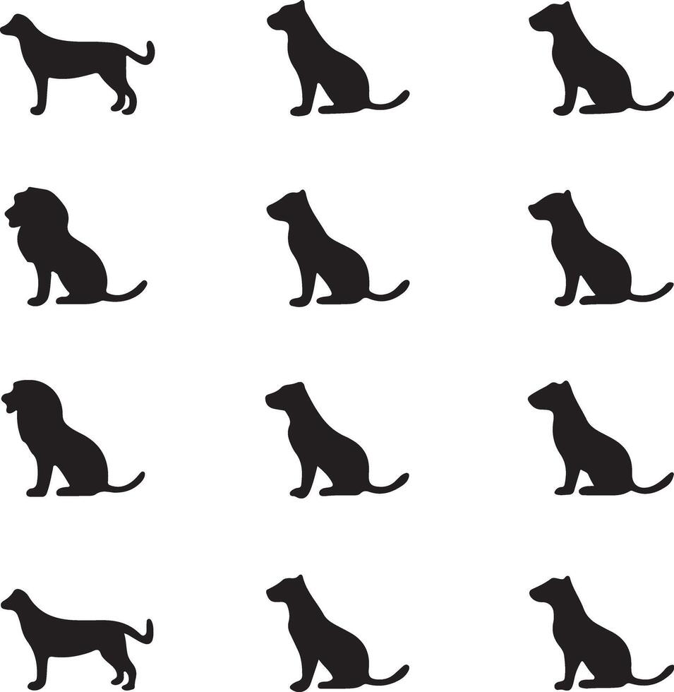 12 animal Set Silhouette Bundle vector