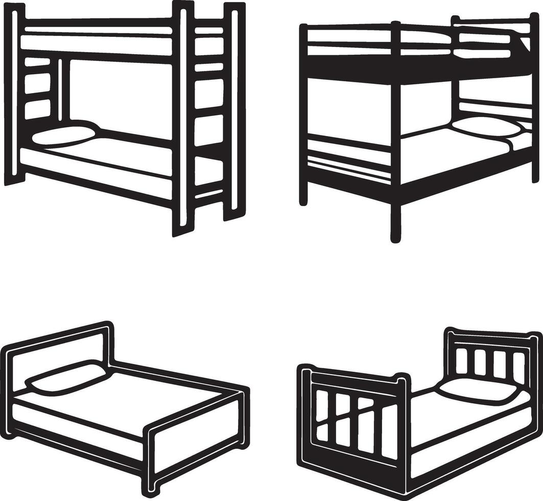 Bed Set Silhouette Bundle ,Bed, dry, artwork, collection, illustration, growth, silhouette, trunk, set vector
