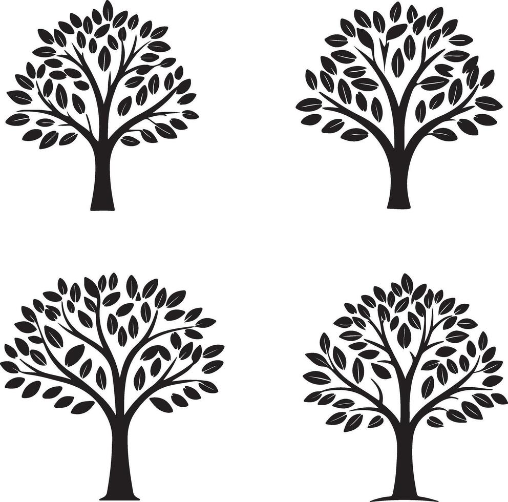 Tree Silhouette Set ,tree, dry, artwork, collection, illustration, growth, silhouette, trunk, set vector