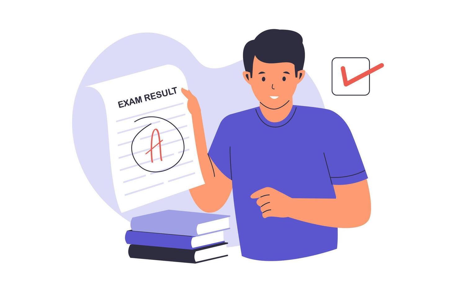 Illustration of man gets good exam results vector