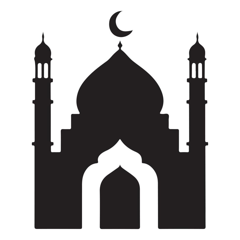 Silhouette of Islamic Mosque Moon And Star For Logos vector