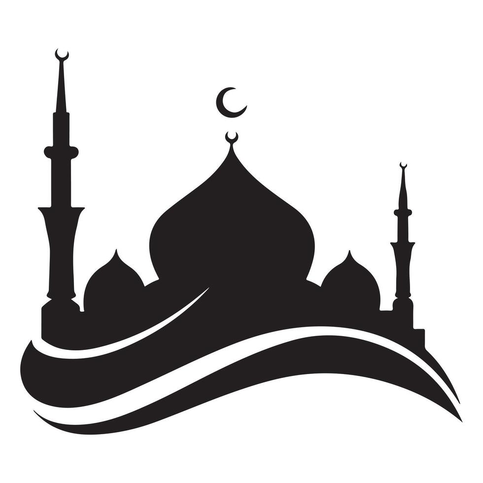 Silhouette of Islamics Mosque Moon And Star For Logo Elements vector