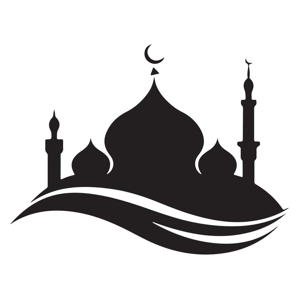 Silhouette of Islamic Mosques Moon And Star For Logo Elements vector