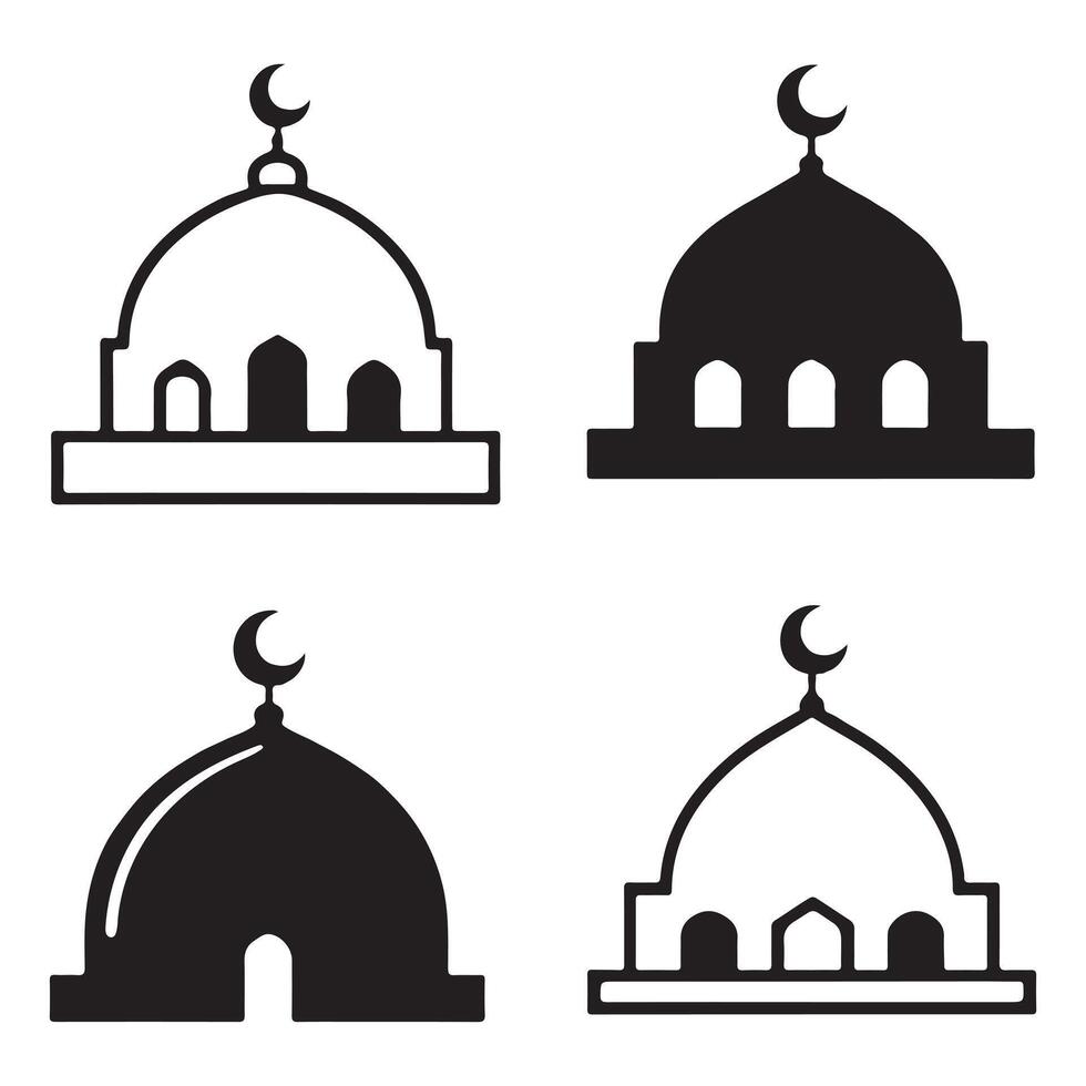 Silhouette of Islamic Mosque Set vector