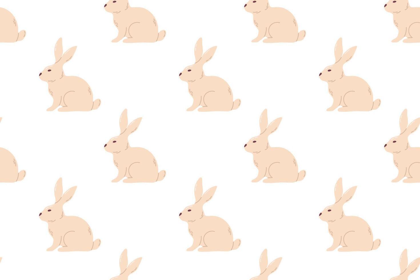 A seamless pattern featuring soft beige bunnies on a white background. Perfect for Easter, spring decorations, or baby-themed designs. vector
