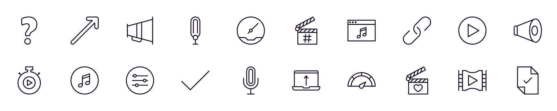 Essential signs for interface outline icons bundle. Editable stroke. Simple linear illustration for web sites, newspapers, articles book vector