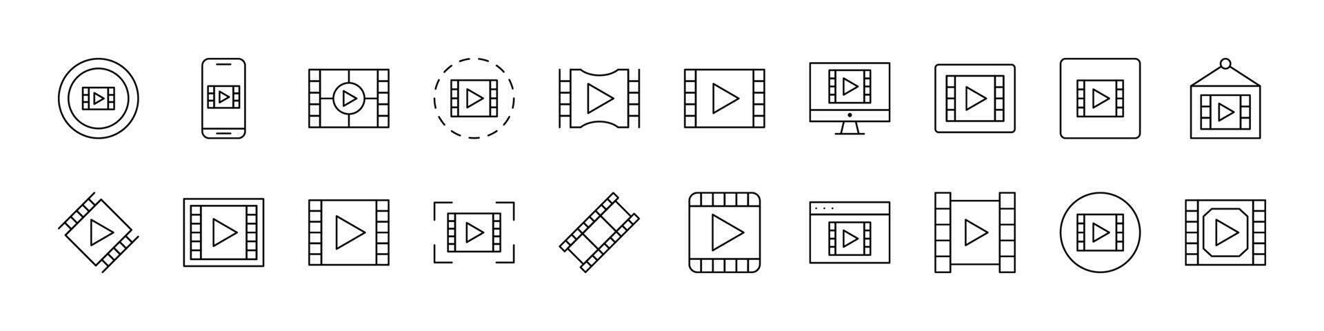 Movie Tape Modern Outline Style Icons for Design, Cards, Apps, Social Networks vector
