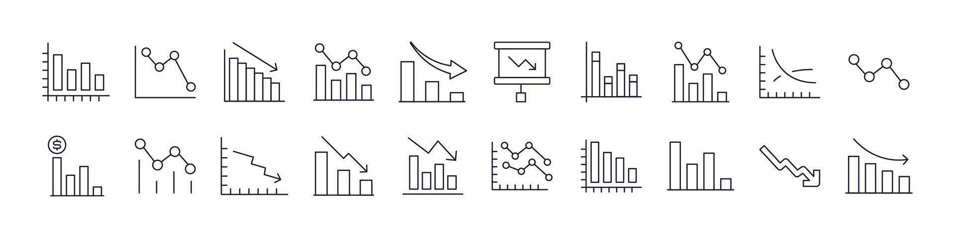Progress Bar and Growth Diagram Pack of Thin Icons. Editable Stroke. Perfect for Web Sites, Books, Cards, Apps vector