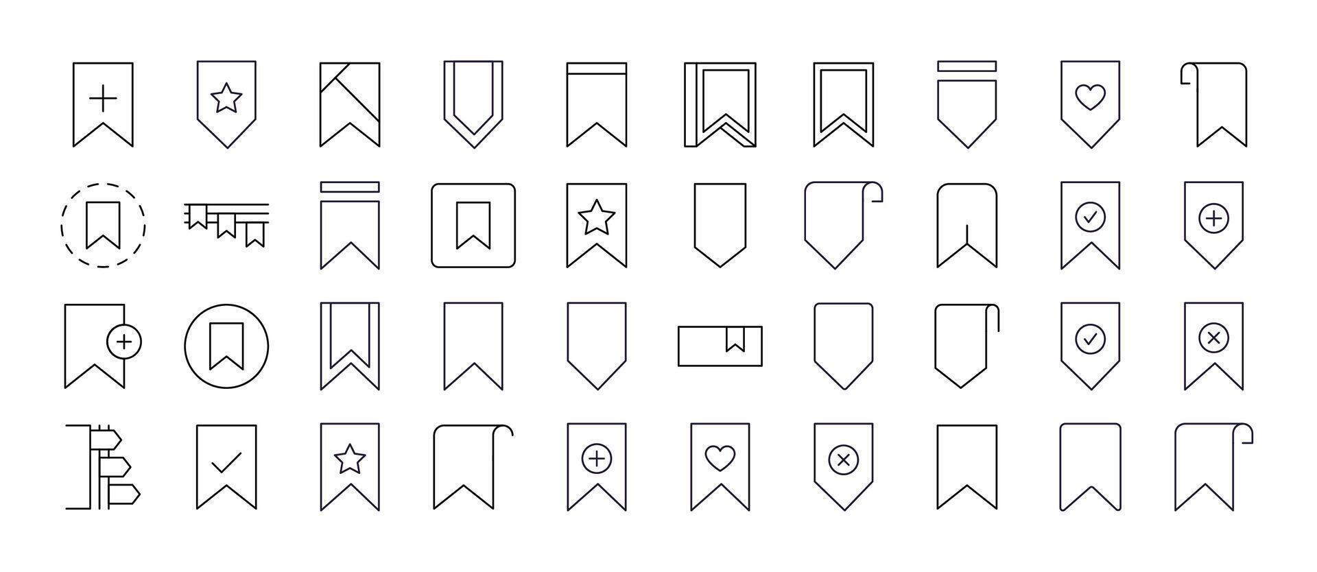 Set of Line Icons of Bookmark. Minimalistic Linear Pictogram for Web and Graphic Design, Apps, Banners, Social Network and Cards vector