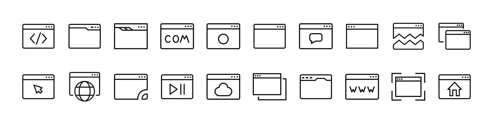 Web Page Modern Outline Style Icons for Design, Cards, Apps, Social Networks vector