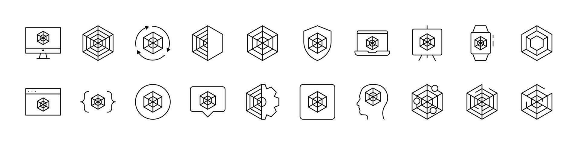 Collection of Net Related Line Icons. Outline Signs for Graphic and Web Design, Apps, Adverts, Various Cards vector
