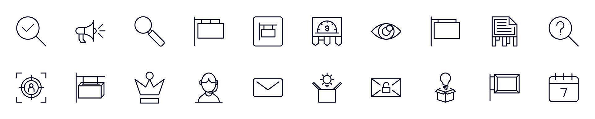 Marketing modern web icons for infographics. Simple linear illustration for apps, sites, infographics vector