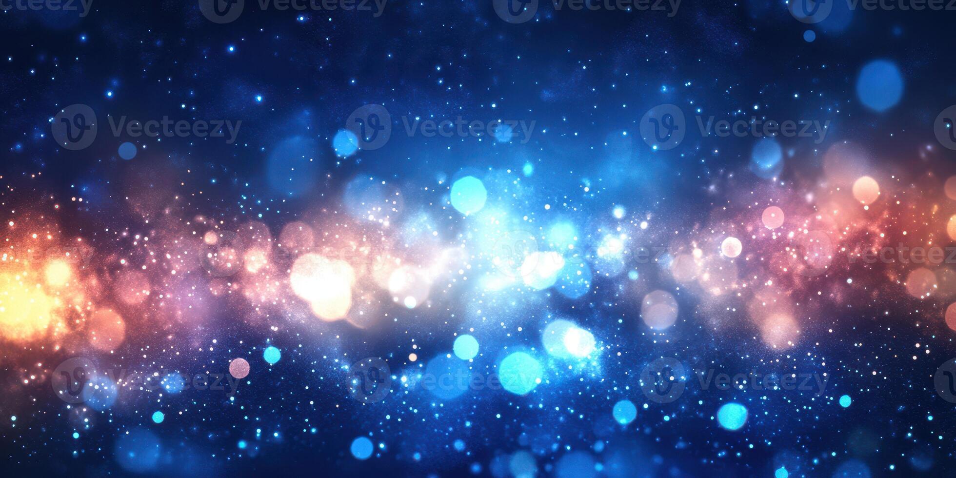 Colorful luminescence of glowing orbs in a starry night sky creating a mesmerizing cosmic view photo