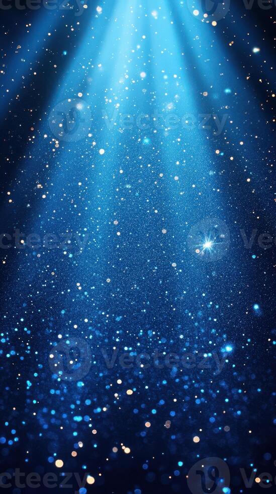 Sparkling blue lights create a magical atmosphere of wonder and tranquility during a nighttime event photo