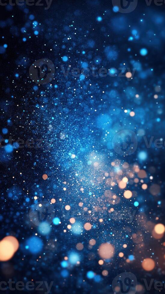 Dynamic blue and orange bokeh background with sparkling particles creating a mesmerizing visual effect photo
