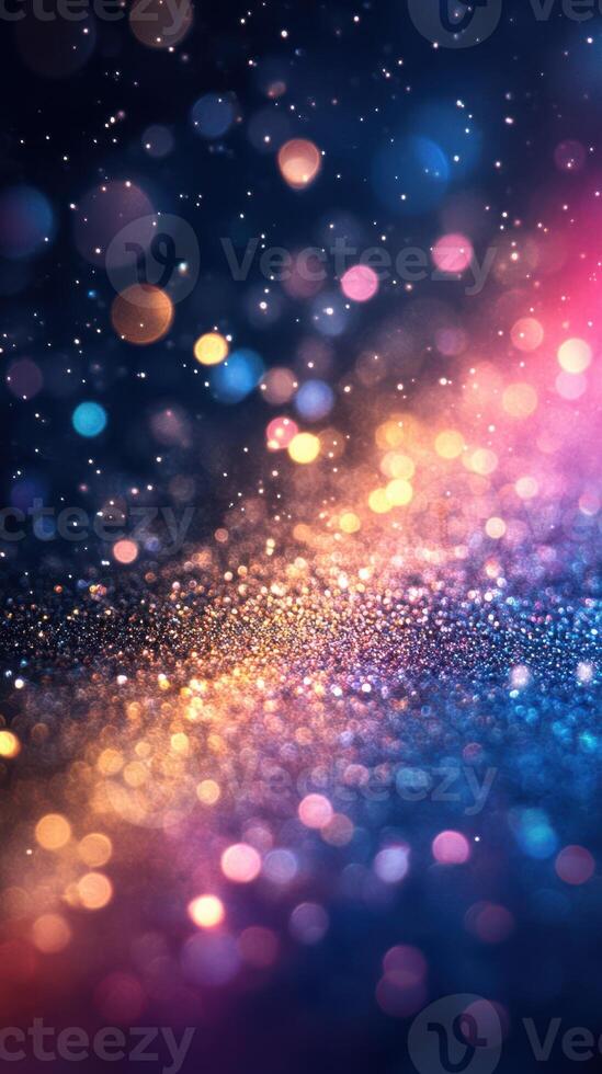 Colorful bokeh lights create a magical atmosphere during a night event or celebration photo