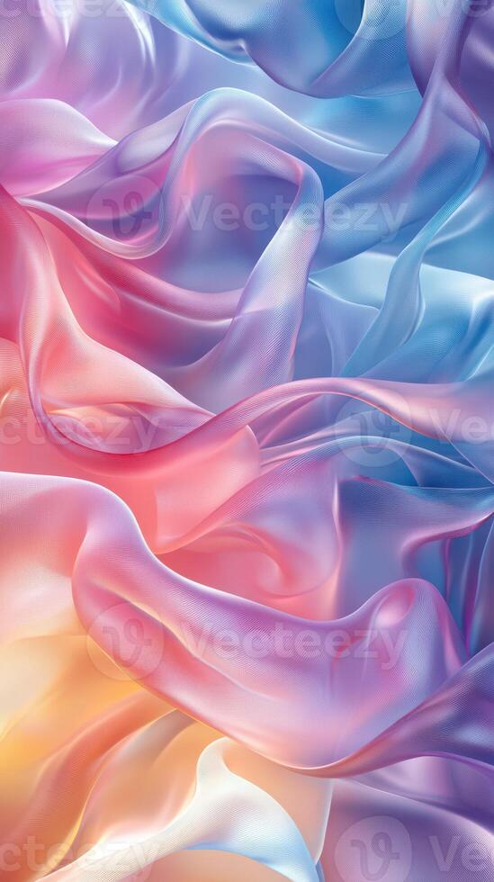 Colorful silk fabric waves create a serene atmosphere with soft pastel tones blending harmoniously photo