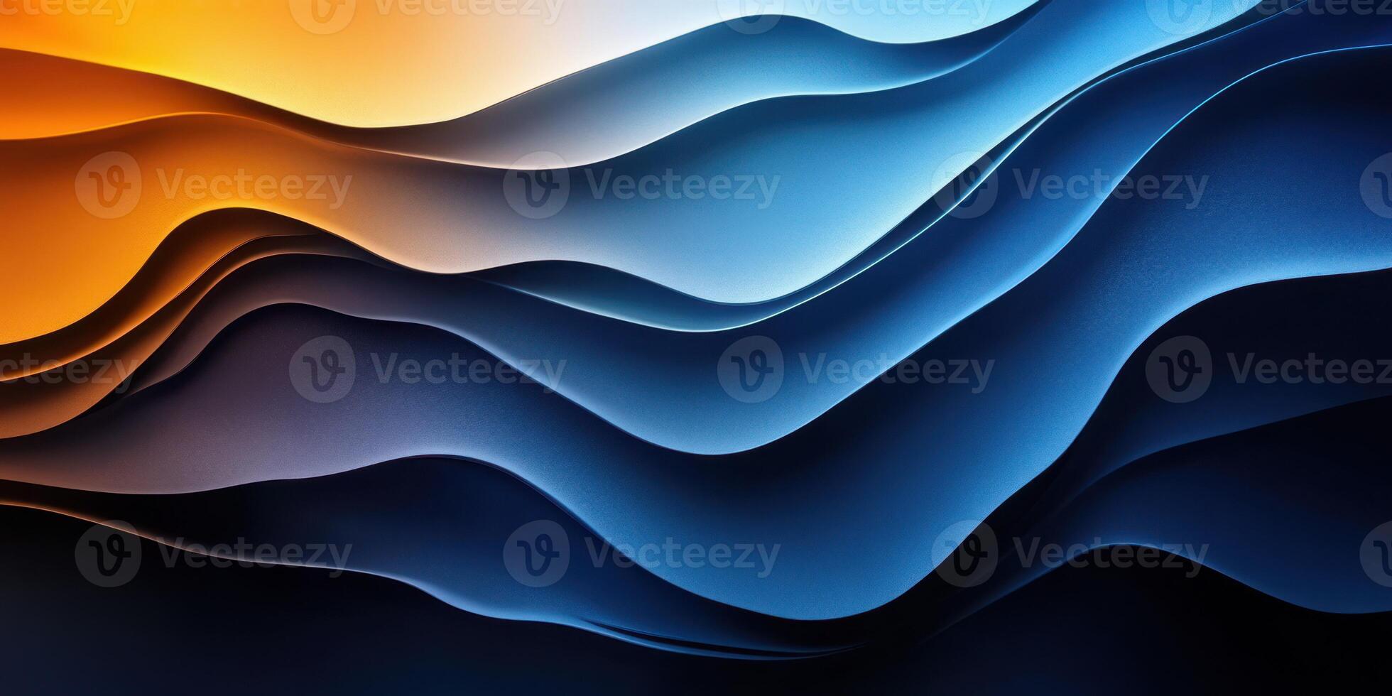 Abstract waves of color in shades of blue and orange create a stunning visual contrast in a dynamic composition photo
