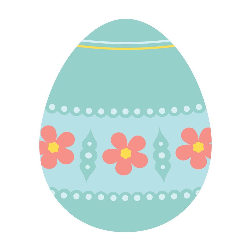 Easter Egg Illustration with Bunnies, Hearts, Flowers, and Patterns. vector