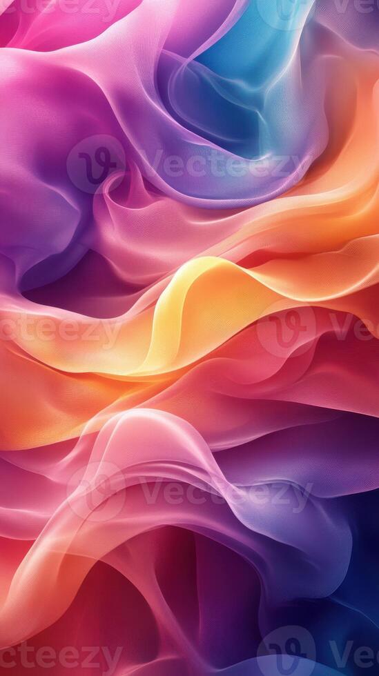 Vibrant abstract fabric folds create a mesmerizing visual display of colors and textures in a harmonious blend photo