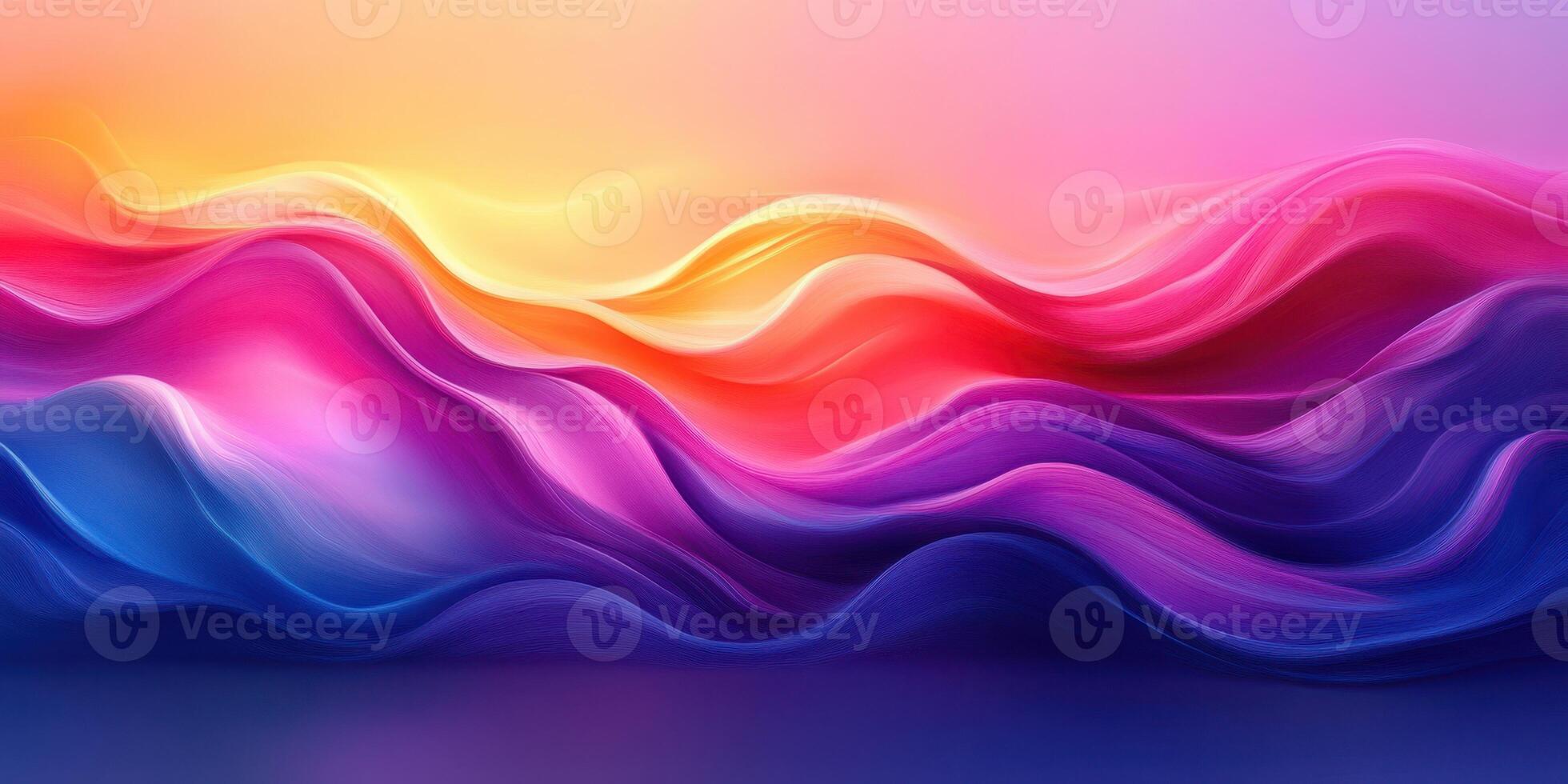 Colorful abstract waves flow in gradients at sunset with vibrant hues of pink, orange, and blue photo