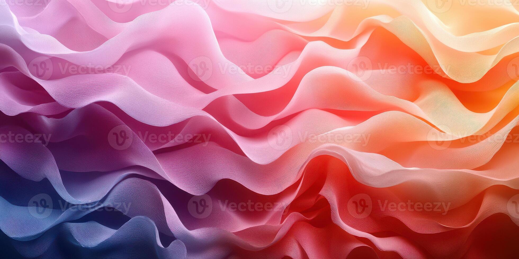Colorful abstract fabric waves flowing smoothly in a gradient from deep pink to bright orange photo