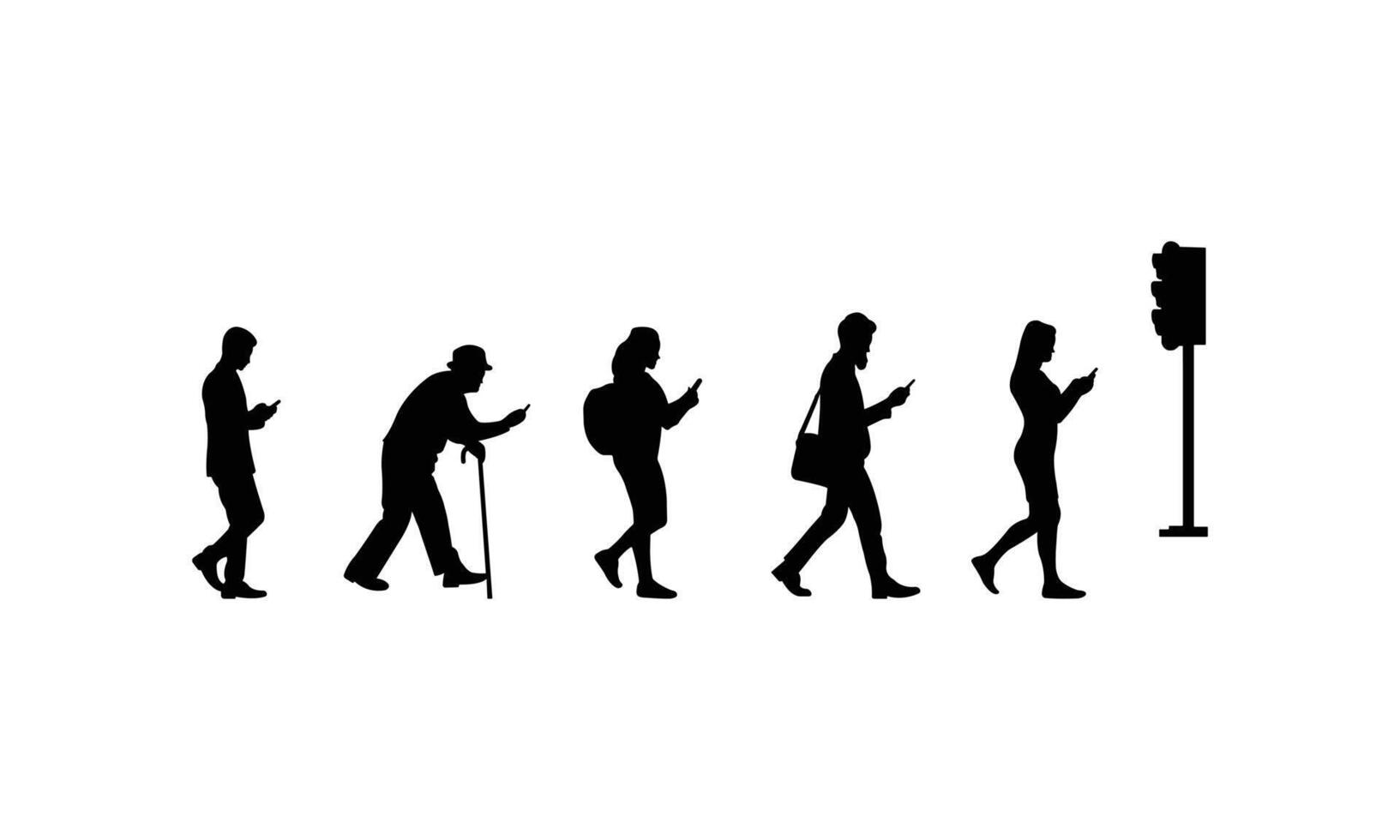 Simple Hand Drawn Person Walking Silhouette Sketch Style. vector