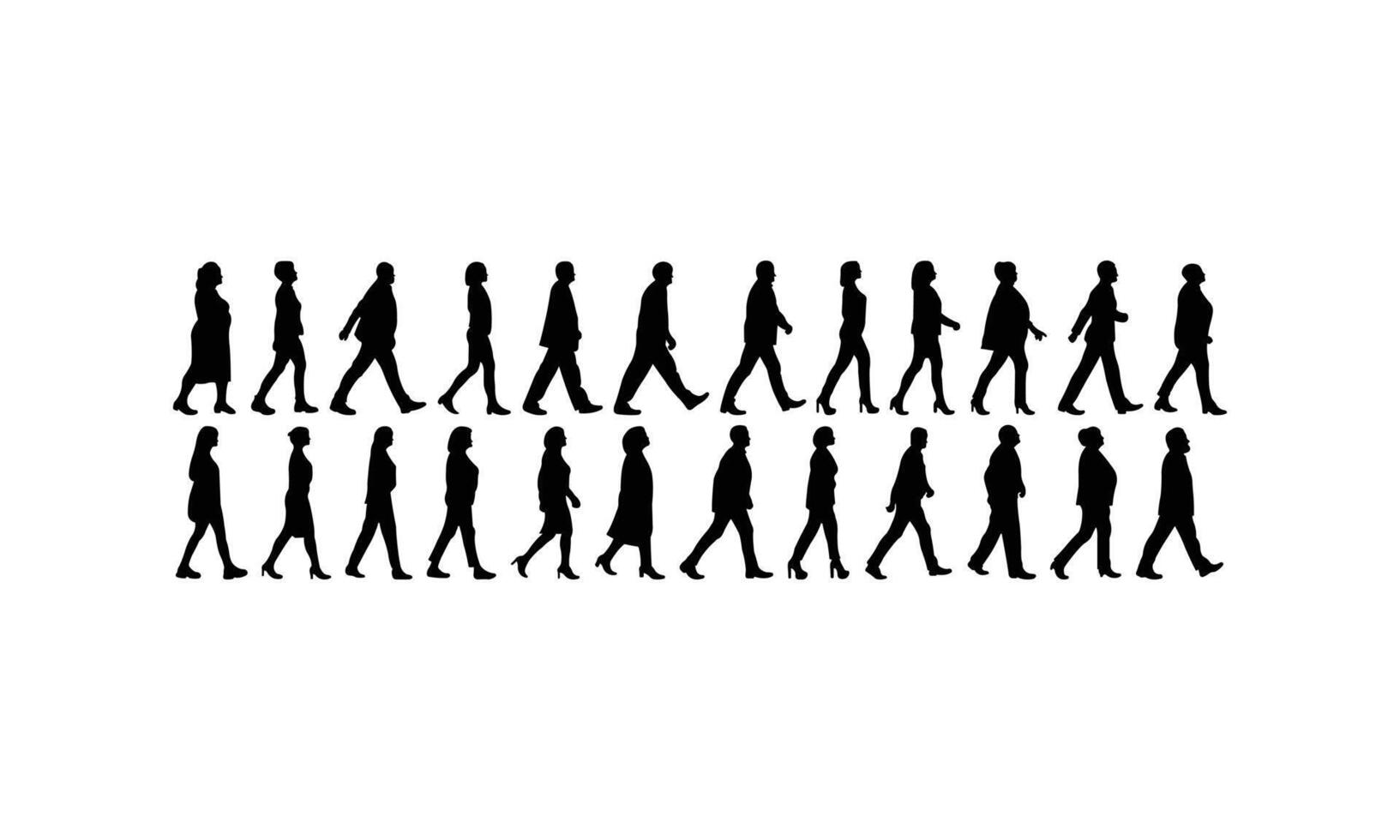 Artistic Hand Drawn Person Walking Silhouette for Digital Art. vector