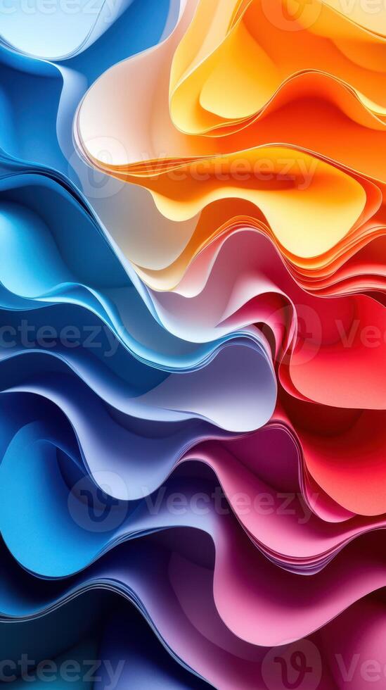 Colorful swirling paper texture creates vibrant abstract design in a captivating display of hues photo