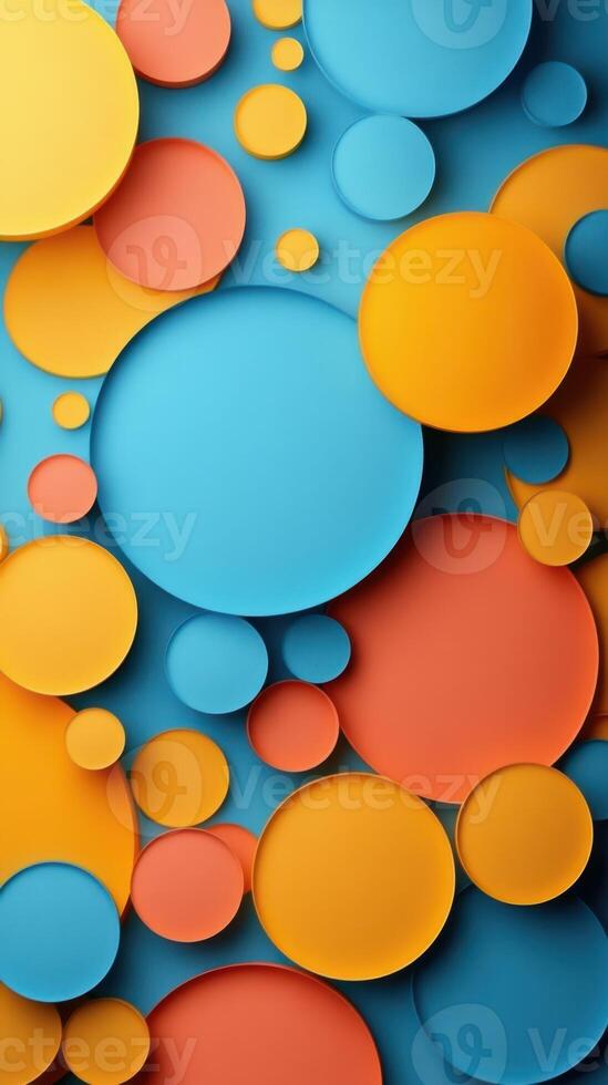 Colorful abstract circles create a playful and vibrant background design filled with dynamic shapes and hues photo