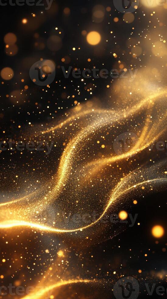Golden swirls of sparkling light create a mesmerizing flow in an abstract setting during a night event photo
