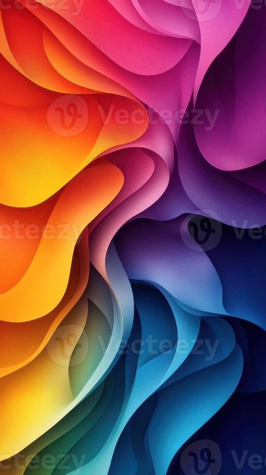 Colorful abstract waves flow seamlessly from warm to cool tones in a captivating gradient design photo