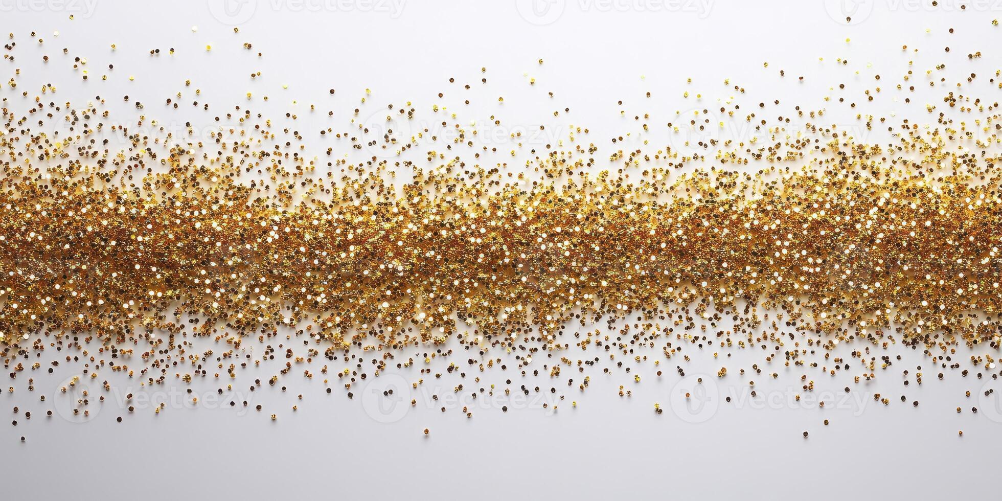 Golden glitter scattered across a white surface creates a shimmering and elegant backdrop ideal for celebrations and artistic displays photo