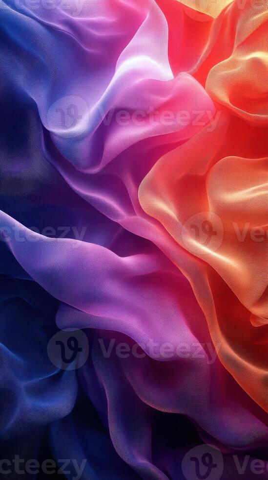 Colorful flowing fabric waves create a vibrant visual display with smooth gradients in a seamless swirl of hues photo