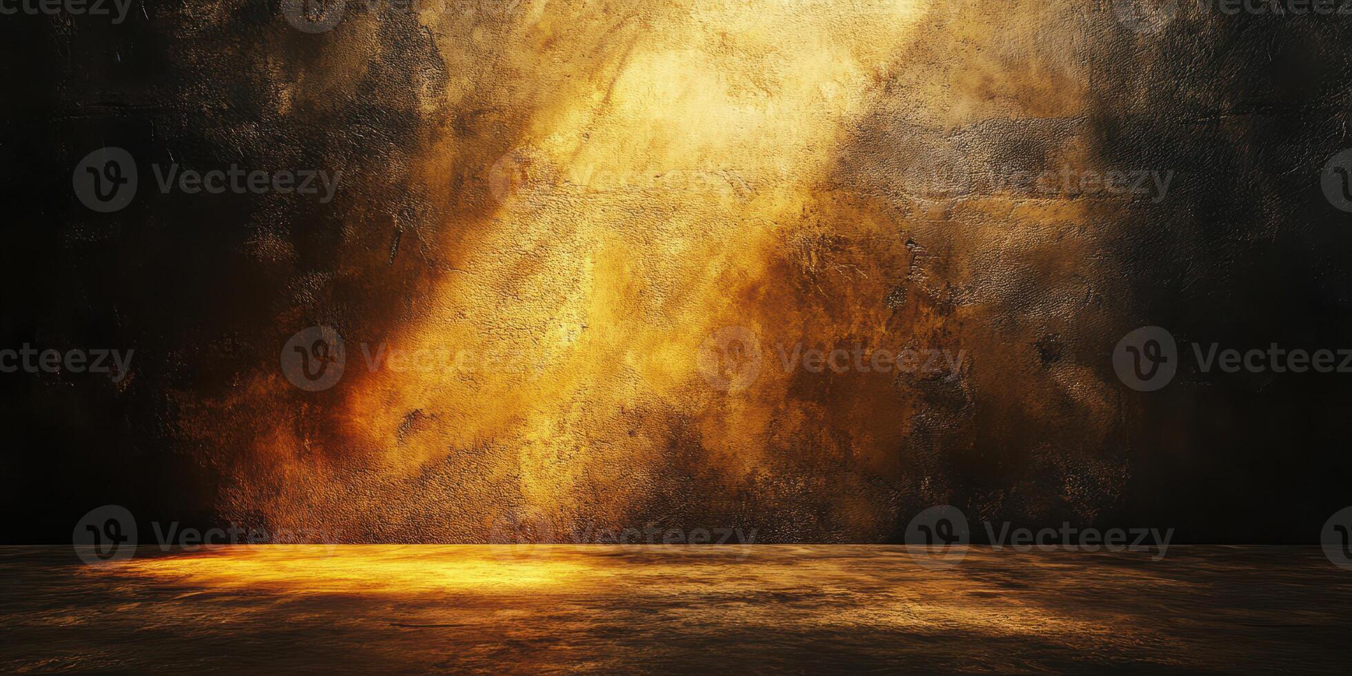 Lighting creates a warm ambiance on a textured wall in a dimly lit indoor space during the evening hours photo