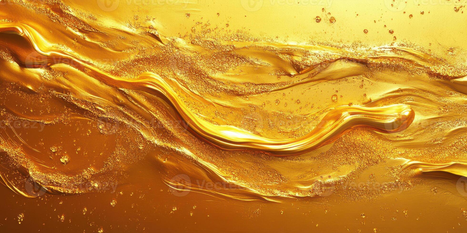 Golden swirls and bubbles create a mesmerizing abstract design in bright shades of yellow and gold photo