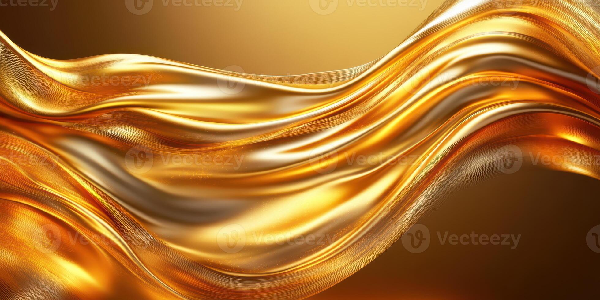Flowing golden fabric shines under soft lighting, creating a luxurious and dynamic appearance in an artistic backdrop photo
