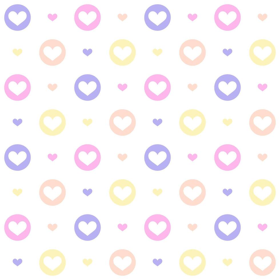 Cute pastel-colored heart pattern on a white background, heart seamless pattern illustration, doodle summer, kids and baby designs for print fabric. vector