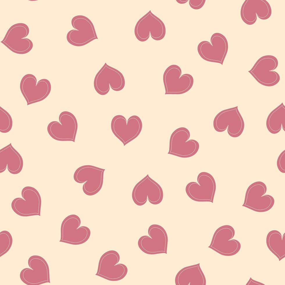 Valentine's Day heart pattern, pink and cream background, heart seamless pattern illustration, doodle summer, kids and baby designs for print fabric. vector