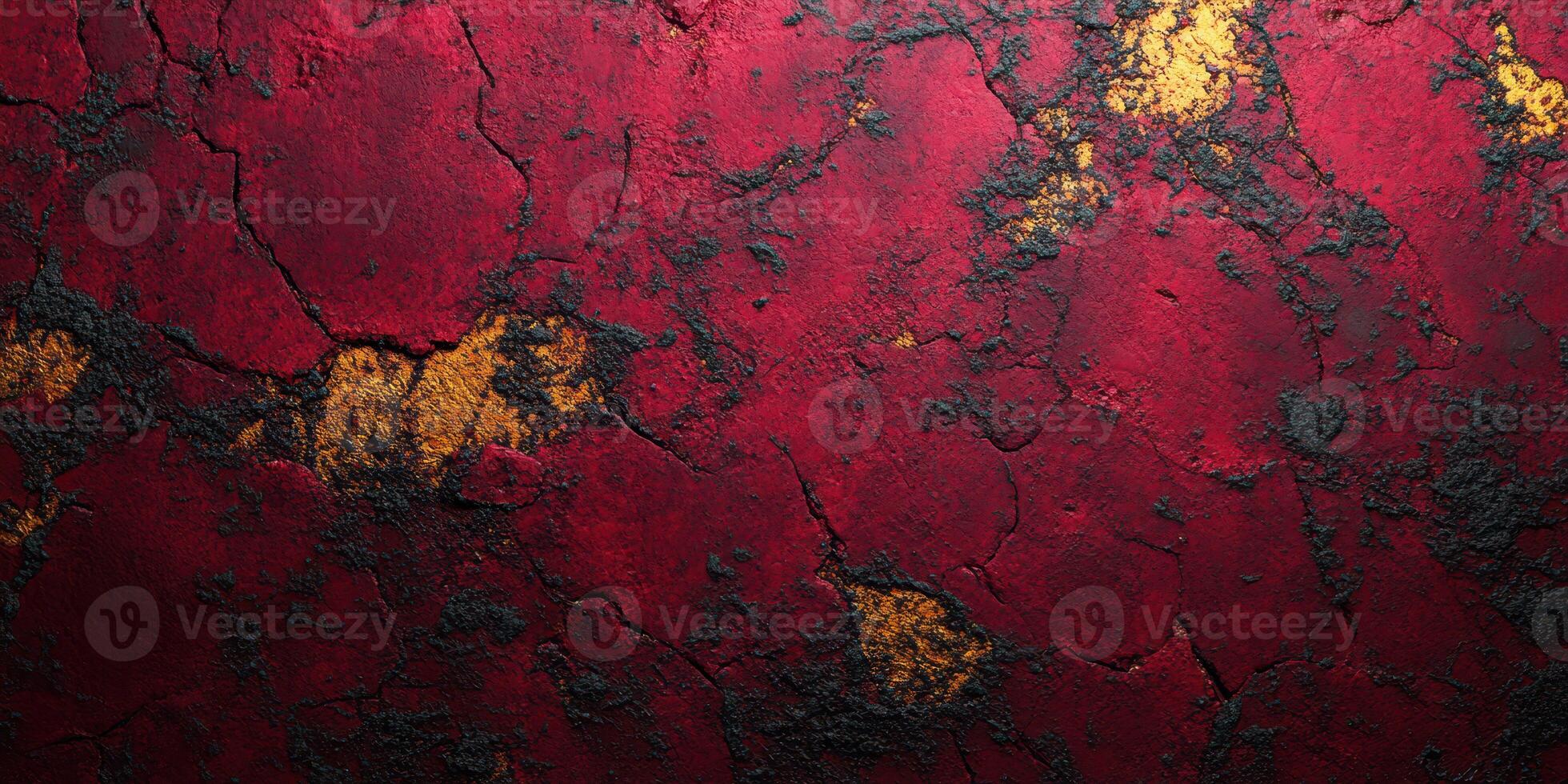 Distinctive textured wall showing deep red cracks with touches of gold, resembling classic artistic styles from ancient structures photo